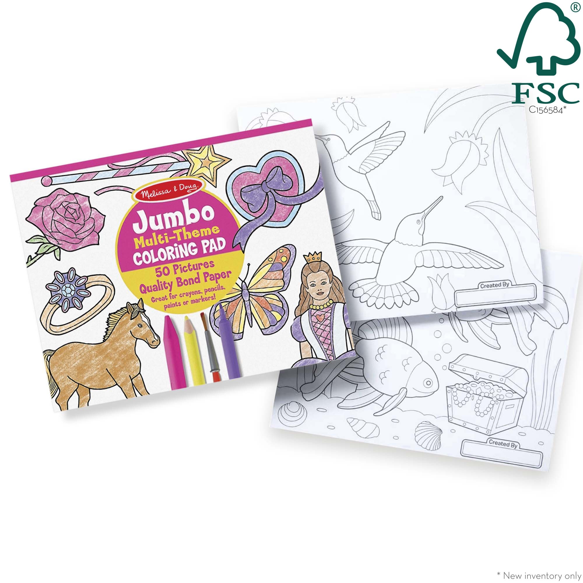 Jumbo 50-Page Kids' Coloring Pad - Horses. Hearts. Flowers. and More - Image 3