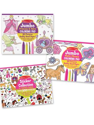 Princess. Fairy. Animals & More Coloring and Sticker Pad Bundle