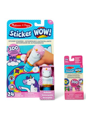 Sticker WOW!? Unicorn Bundle: Activity Pad & Sticker Stamper + Mini Activity Pad and 200 Refill Stickers