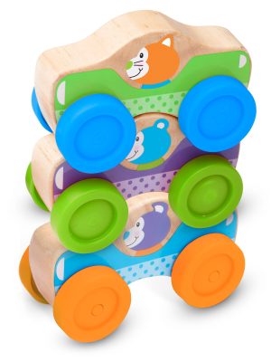 Wooden Animal Stacking Cars
