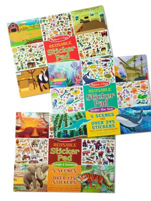 Reusable Sticker Pad 3-Pack: Jungle. Farm. Under the Sea