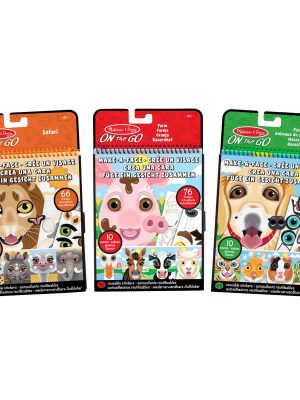 Make-A-Face Reusable Sticker Pad 3-Pack: Safari. Farm. Pets