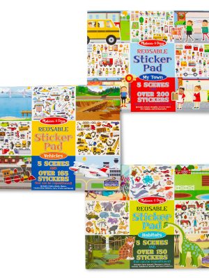 Reusable Sticker Pad 3-Pack: Habitats. Vehicles. Town