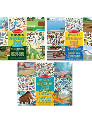 Reusable Sticker Pad 3-Pack: Vehicles. Habitats. Prehistoric
