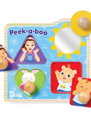 Ms. Rachel? Wooden Peek-a-Boo Jumbo Peg Puzzle ?C 4 Pieces