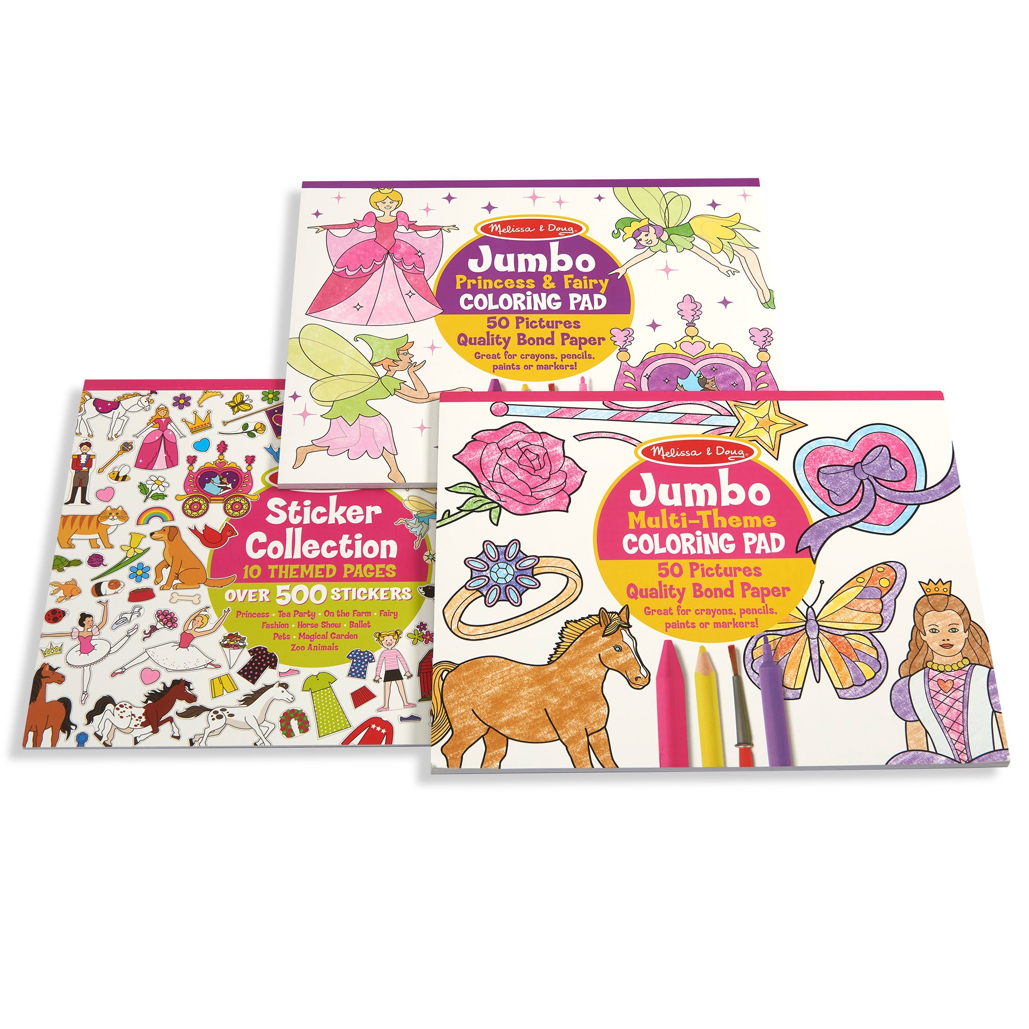 Princess. Fairy. Animals & More Coloring and Sticker Pad Bundle - Image 4