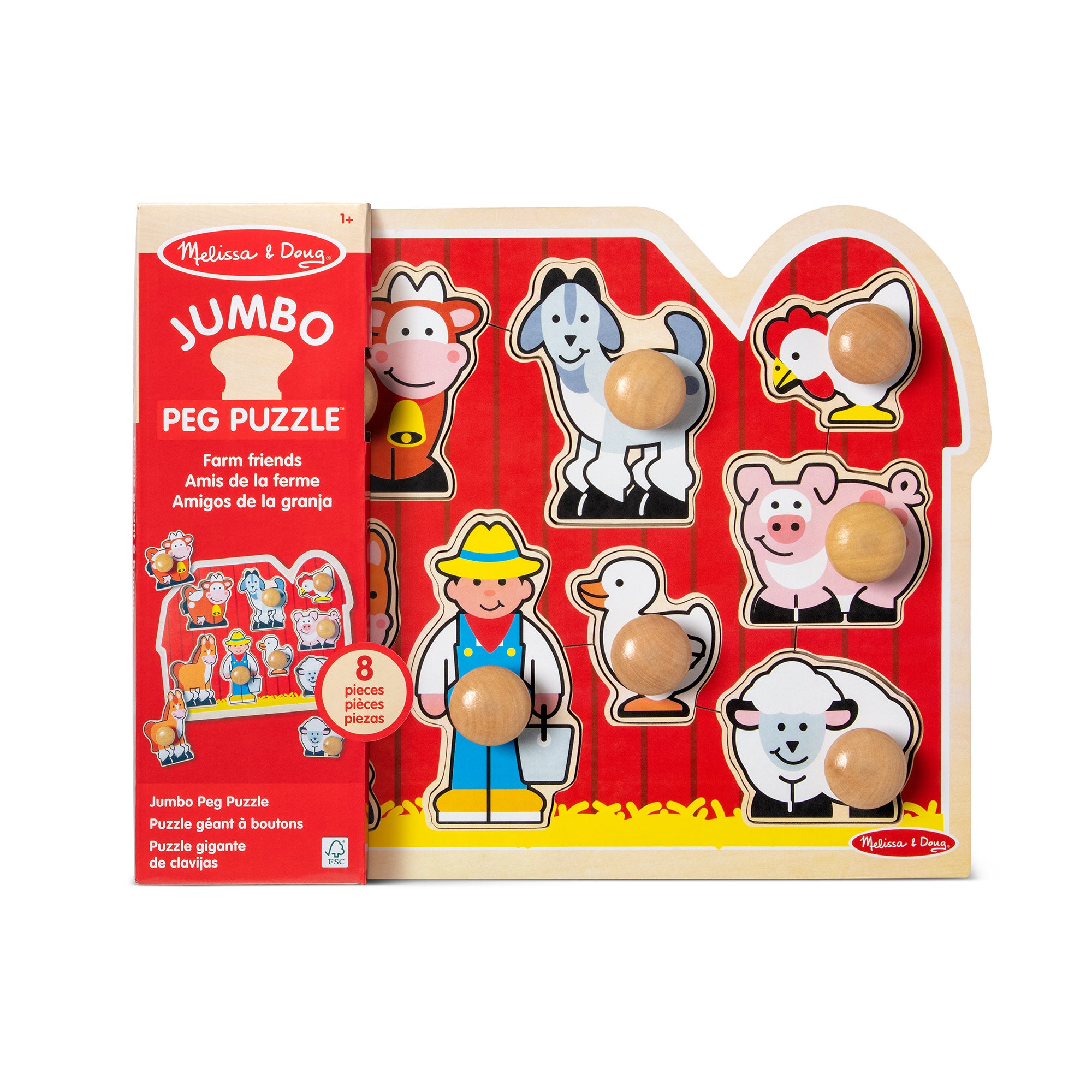 Farm Friends Jumbo Peg Puzzle - 8 Pieces - Image 3