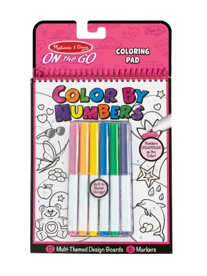 On the Go Color by Numbers Kids' Design Boards With 6 Markers - Unicorns. Ballet. Kittens. and More