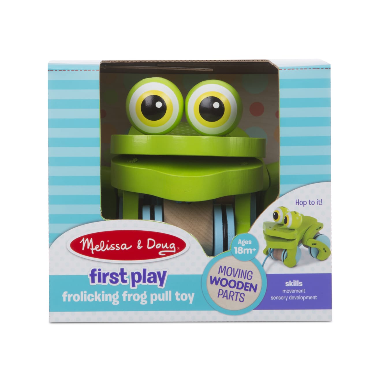 First Play Frolicking Frog Wooden Pull Toy - Image 3