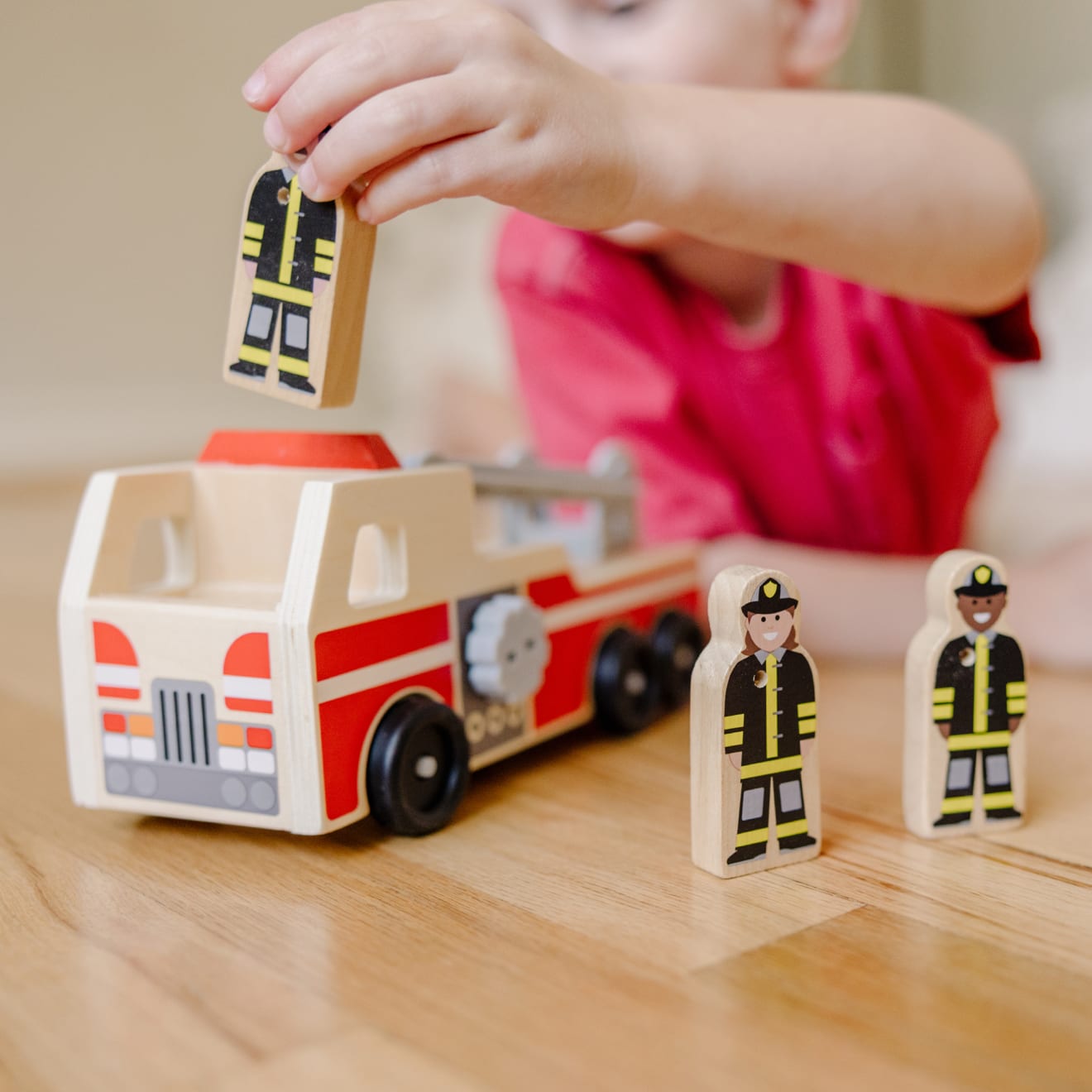 Classic Wooden Fire Truck Play Set - Image 6