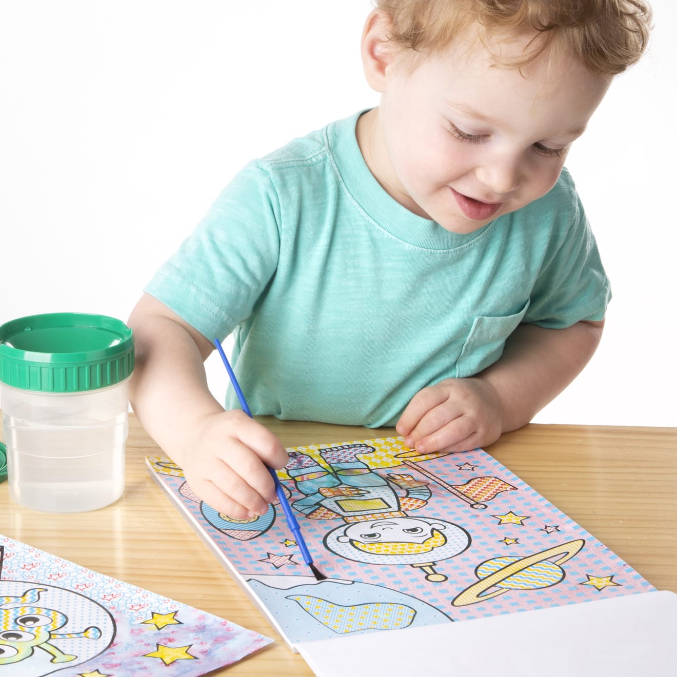 My First Paint With Water Kids' Art Pad With Paintbrush - Pirates. Space. Construction. and More - Image 4