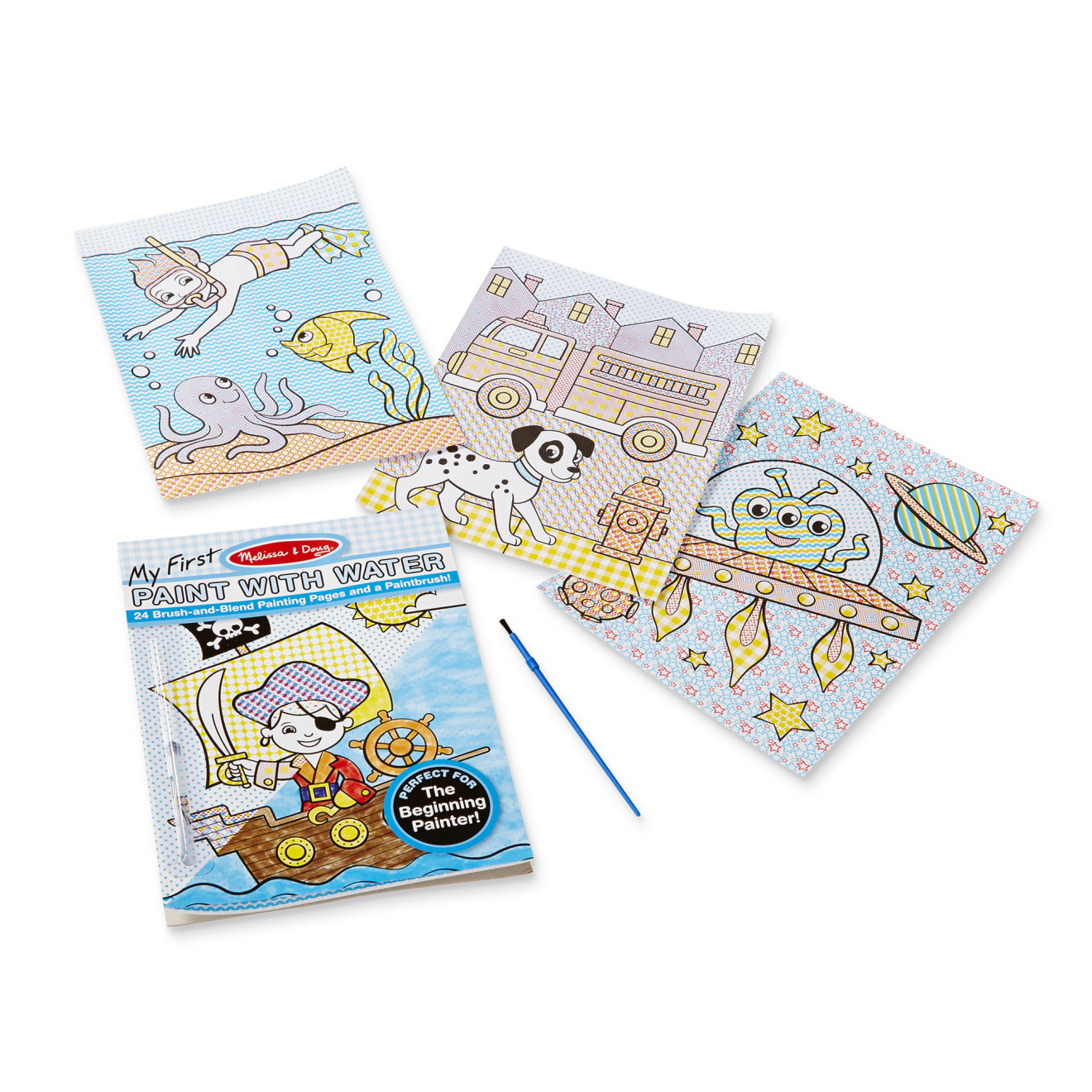 My First Paint With Water Kids' Art Pad With Paintbrush - Pirates. Space. Construction. and More - Image 3