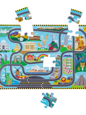 Race Around the World Tracks Floor Puzzle - 48 Pieces
