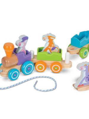 First Play Wooden Rocking Farm Animals Pull Train