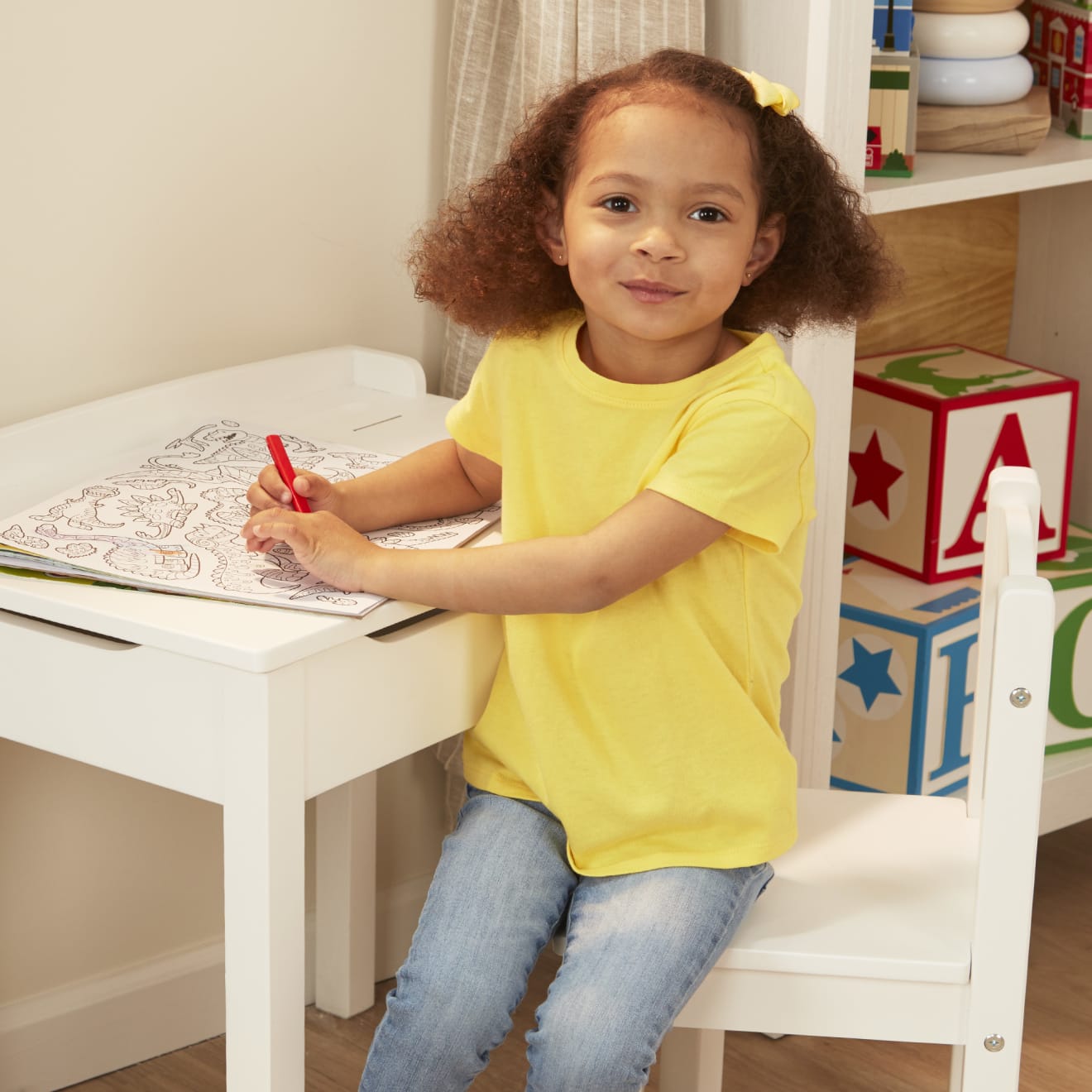 Child's Lift-Top Desk & Chair - White - Image 7