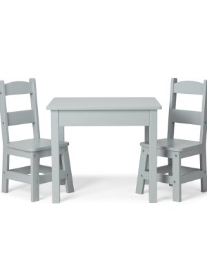 Wooden Table & 2 Chairs - Gray